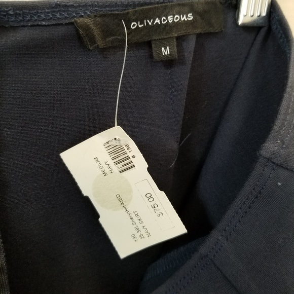 NWT Olivaceous Navy Blue Side Slit Pencil Skirt M - Picture 4 of 4